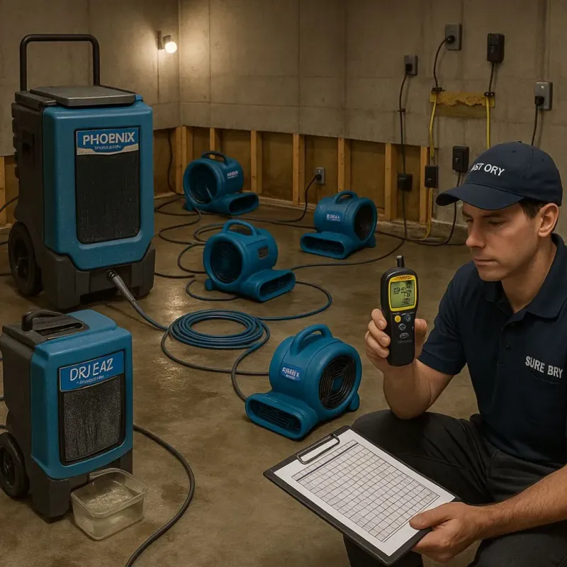 Structural Drying and Dehumidification process in McHenry, IL